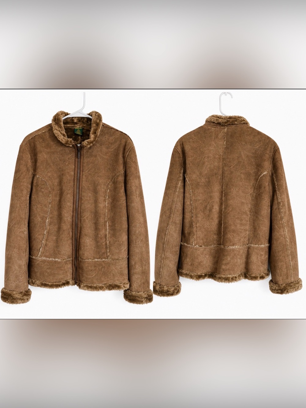 Cabela's Brown Faux-Suede Sherpa-Lined Leather Jacket